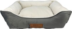 HappyCare Textiles Rectangle Mink To Popcorn Plush Cave Hooded Blanket Bolster Dog & Cat Bed, Grey, Medium slide 2 of 8