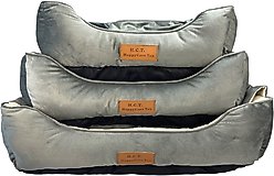 HappyCare Textiles Rectangle Mink To Popcorn Plush Cave Hooded Blanket Bolster Dog & Cat Bed, Grey, Small slide 2 of 8