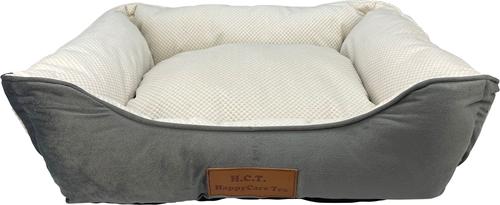 Show full view: HappyCare Textiles Rectangle Mink To Popcorn Plush Cave Hooded Blanket Bolster Dog & Cat Bed, Grey, Small slide 5 of 10