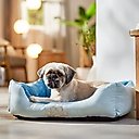 HappyCare Textiles Rectangle Orthopedic Bolster Cat & Dog Bed, Blue, Medium