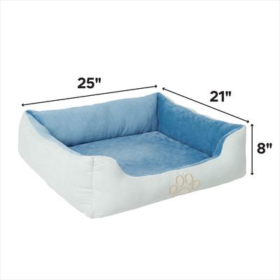 Show full view: HappyCare Textiles Rectangle Orthopedic Bolster Cat & Dog Bed, Blue, Medium slide 3 of 8