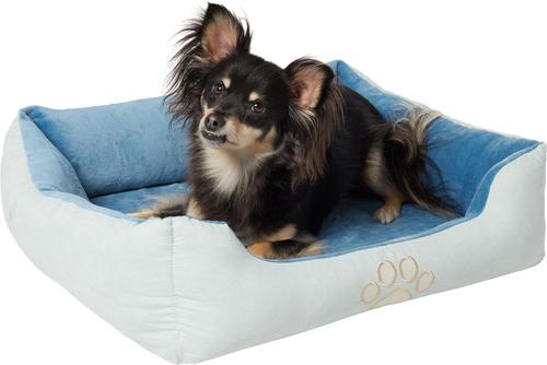 Show full view: HappyCare Textiles Rectangle Orthopedic Bolster Cat & Dog Bed, Blue, Medium slide 4 of 8