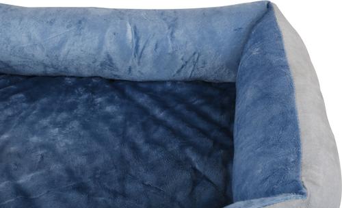 Show full view: HappyCare Textiles Rectangle Orthopedic Bolster Cat & Dog Bed, Blue slide 3 of 5