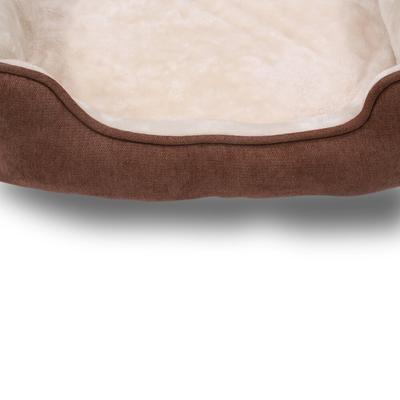 Show full view: HappyCare Textiles Rectangle Orthopedic Bolster Cat & Dog Bed, Brown, Large slide 4 of 9