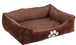 HappyCare Textiles Rectangle Orthopedic Bolster Cat & Dog Bed, Coffee slide 2 of 5