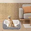 HappyCare Textiles Rectangle Orthopedic Bolster Cat & Dog Bed, Gray, Large
