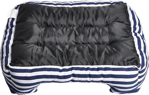 Show full view: HappyCare Textiles Rectangle Ultra-Soft Bolster Cat & Dog Bed, Blue Stripe, Large slide 3 of 7