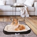 HappyCare Textiles Rectangle Ultra-Soft Bolster Cat & Dog Bed, Brown, Large