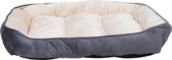 HappyCare Textiles Rectangle Ultra-Soft Bolster Cat & Dog Bed, Burn Out Gray, Large slide 2 of 6