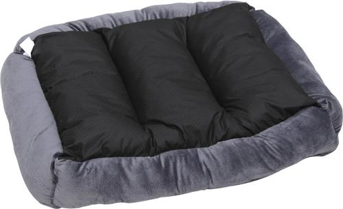 Show full view: HappyCare Textiles Rectangle Ultra-Soft Bolster Cat & Dog Bed, Burn Out Gray, Large slide 4 of 7