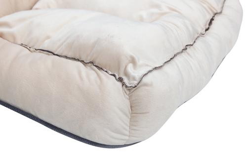 Show full view: HappyCare Textiles Rectangle Ultra-Soft Bolster Cat & Dog Bed, Burn Out Gray, Large slide 5 of 7