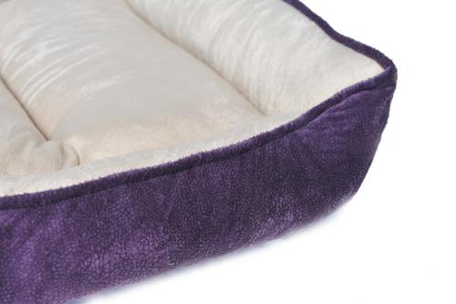 Show full view: HappyCare Textiles Rectangle Ultra-Soft Bolster Cat & Dog Bed, Burn Out Purple, Large slide 3 of 5