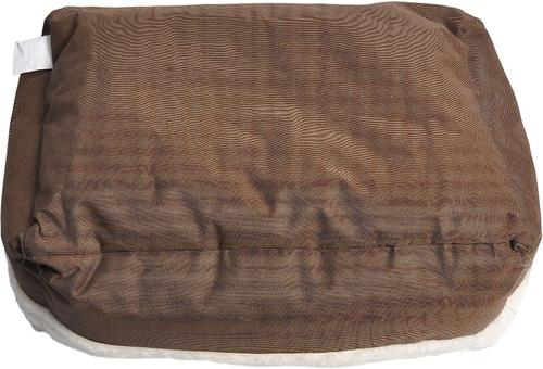 Show full view: HappyCare Textiles Rectangle Ultra-Soft Bolster Cat & Dog Bed, Coffee Oxford, Medium slide 4 of 7