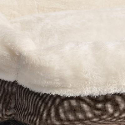 Show full view: HappyCare Textiles Rectangle Ultra-Soft Bolster Cat & Dog Bed, Coffee Oxford, Medium slide 5 of 7