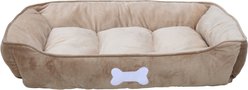 HappyCare Textiles Rectangle Ultra-Soft Bolster Cat & Dog Bed, Khaki, Large slide 2 of 4