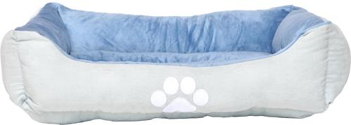 Show full view: HappyCare Textiles Reversible Signature Bolster Dog Bed, Blue slide 3 of 5