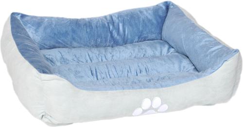 Show full view: HappyCare Textiles Reversible Signature Bolster Dog Bed, Blue slide 4 of 5