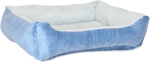 Show full view: HappyCare Textiles Reversible Signature Bolster Dog Bed, Blue slide 5 of 5