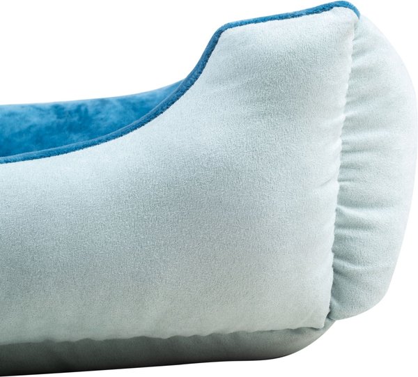 HappyCare Textiles Sherpa Reversible Rectangular Bolster Cat & Dog Bed, Medium, Blue