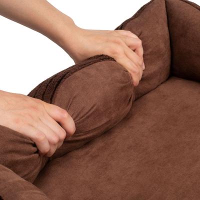 Show full view: HappyCare Textiles Reversible Signature Bolster Dog Bed, Medium, Coffee slide 5 of 7