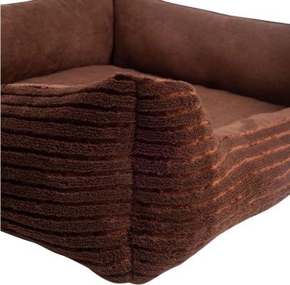 Show full view: HappyCare Textiles Reversible Signature Bolster Dog Bed, Medium, Coffee slide 4 of 7