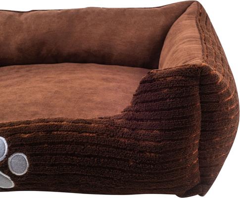 Show full view: HappyCare Textiles Reversible Signature Bolster Dog Bed, Medium, Coffee slide 3 of 7