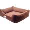 Show in main carousel: HappyCare Textiles Reversible Signature Bolster Dog Bed, Medium, Coffee slide 2 of 7