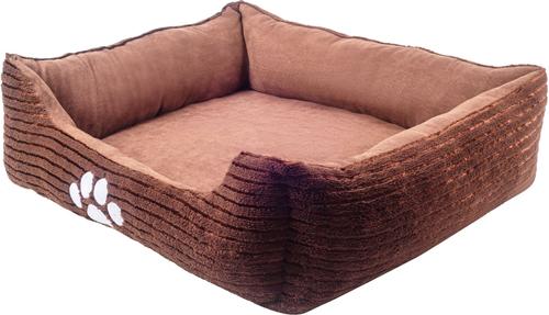 Show full view: HappyCare Textiles Reversible Signature Bolster Dog Bed, Medium, Coffee slide 2 of 7