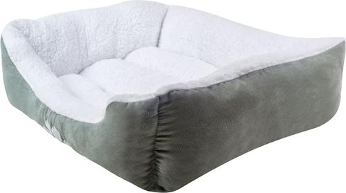 Show full view: HappyCare Textiles Reversible Signature Bolster Dog Bed, Medium, Turquoise  slide 2 of 6