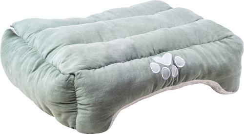 Show full view: HappyCare Textiles Reversible Signature Bolster Dog Bed, Medium, Turquoise  slide 3 of 6