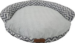 HappyCare Textiles Round Bolster Cat & Dog Bed, Chevron Grey, Small slide 2 of 5