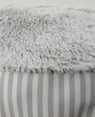 Show full view: HappyCare Textiles Round Bolster Cat & Dog Bed, Stripe Grey, Small slide 5 of 5