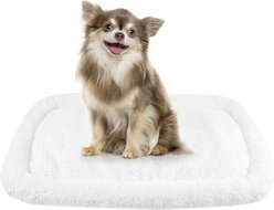 HappyCare Textiles Self Heating Cozy Sherpa Bolster Cat & Dog Bed, White, Medium slide 2 of 6