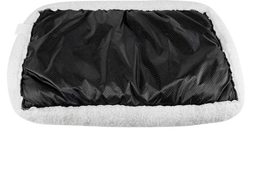 Show full view: HappyCare Textiles Self Heating Cozy Sherpa Bolster Cat & Dog Bed, White, Medium slide 3 of 6