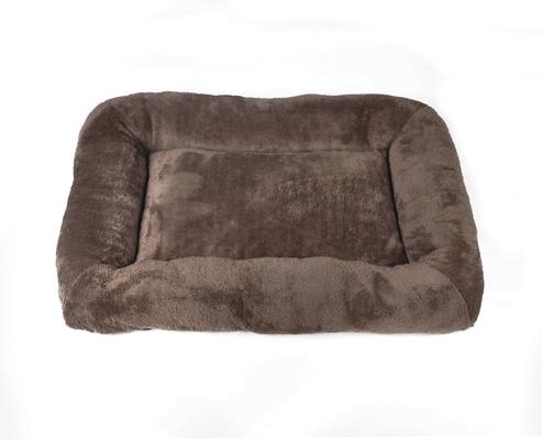 Show full view: HappyCare Textiles Sleeping Cloud Bolster Cat & Dog Bed, Brown slide 2 of 7