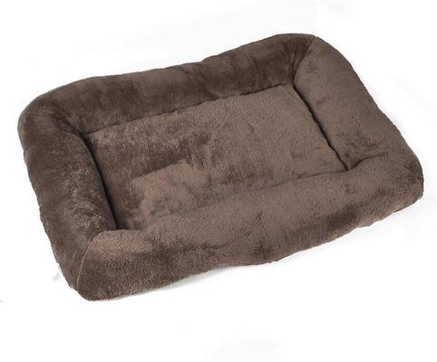 Show full view: HappyCare Textiles Sleeping Cloud Bolster Cat & Dog Bed, Brown slide 3 of 7