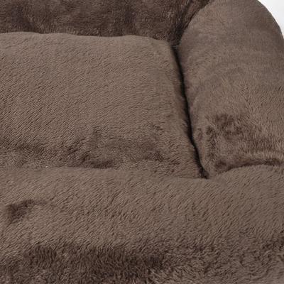 Show full view: HappyCare Textiles Sleeping Cloud Bolster Cat & Dog Bed, Brown slide 4 of 7