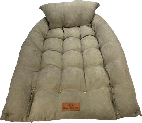 Show full view: HappyCare Textiles Suede Fluffy Multi Functional Mat Bolster Dog & Cat Bed, Brown, Large slide 4 of 11