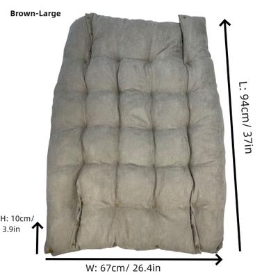 Show full view: HappyCare Textiles Suede Fluffy Multi Functional Mat Bolster Dog & Cat Bed, Brown, Large slide 5 of 11