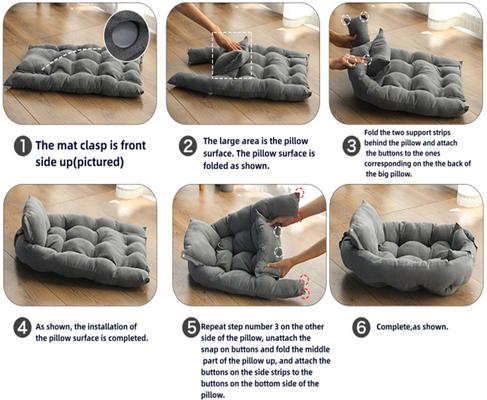 Show full view: HappyCare Textiles Suede Fluffy Multi Functional Mat Bolster Dog & Cat Bed, Grey, Large slide 2 of 11