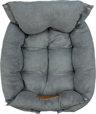 Show full view: HappyCare Textiles Suede Fluffy Multi Functional Mat Bolster Dog & Cat Bed, Grey, Large slide 3 of 11