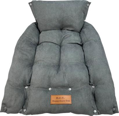 Show full view: HappyCare Textiles Suede Fluffy Multi Functional Mat Bolster Dog & Cat Bed, Grey, Large slide 4 of 11