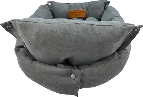 Show full view: HappyCare Textiles Suede Fluffy Multi Functional Mat Bolster Dog & Cat Bed, Grey, Large slide 9 of 11