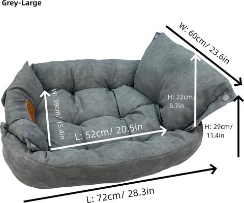 Show full view: HappyCare Textiles Suede Fluffy Multi Functional Mat Bolster Dog & Cat Bed, Grey, Large slide 8 of 11