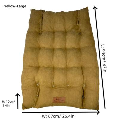 Show full view: HappyCare Textiles Suede Fluffy Multi Functional Mat Bolster Dog & Cat Bed, Yellow, Large slide 5 of 11