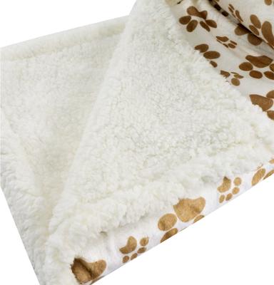 Show full view: HappyCare Textiles Ultra Soft Cozy Flannel Paw Print Sherpa Cat & Dog Blanket, 50x60-in, Gold slide 5 of 6