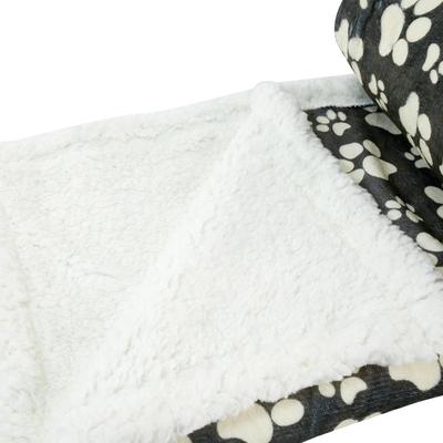 Show full view: HappyCare Textiles Ultra Soft Cozy Flannel Paw Print Sherpa Cat & Dog Blanket, 50x60-in, Grey slide 6 of 6