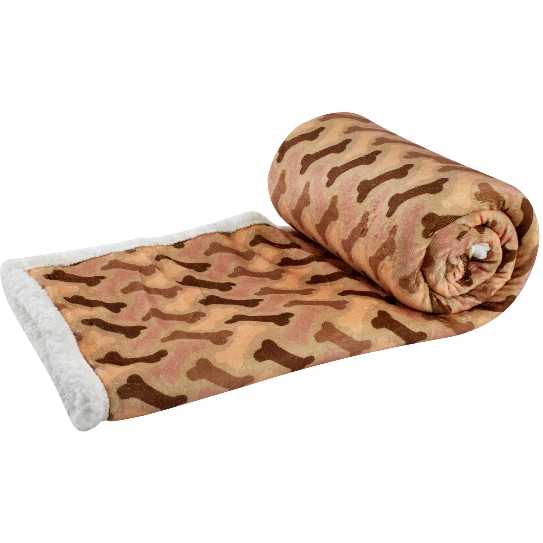 HappyCare Textiles Ultra Soft Cozy Flannel Paw Print Sherpa Cat & Dog Blanket, 50x60-in, Taupe