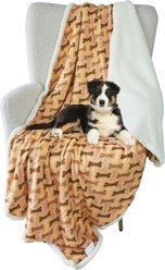 HappyCare Textiles Ultra Soft Cozy Flannel Paw Print Sherpa Cat & Dog Blanket, 50x60-in, Taupe slide 2 of 5