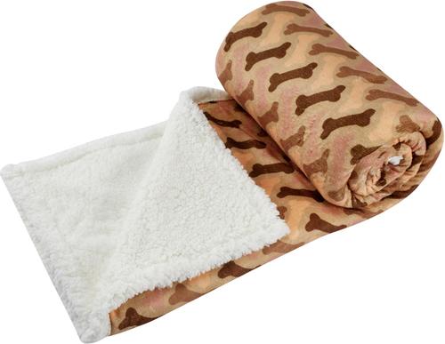 Show full view: HappyCare Textiles Ultra Soft Cozy Flannel Paw Print Sherpa Cat & Dog Blanket, 50x60-in, Taupe slide 5 of 5